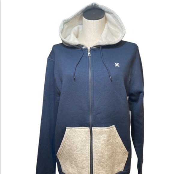 Hurley Mens Natural HD CVC Fleece Zip Up Hoodie Blue sweatshirt NWT Sz Small - Picture 1 of 9